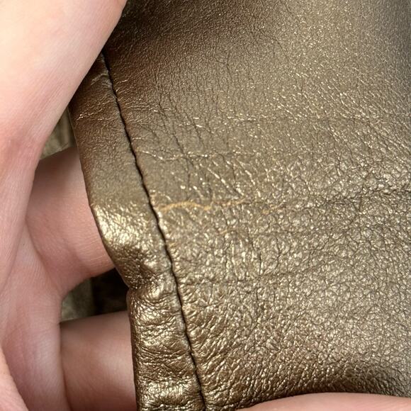 Bronze Metallic Leather Blazer Jacket One Button Size Medium - Picture 10 of 12